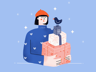 Christmas gifts 2d avatar character design illustration illustrator minimal modern people vector