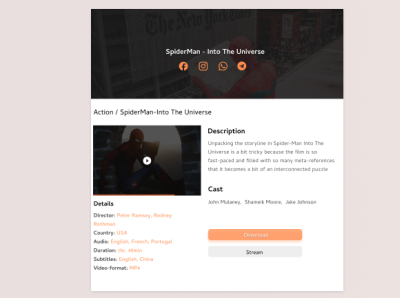 Movie Content page figma movie app webdesign