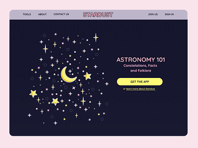STARDUST app astronomy landing page ui website
