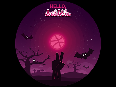 Hello, Dribbble! affinity designer bat debut dribbble debut first shot halloween zombie