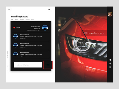 Travelling record design ui ux web
