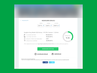 Savings calculation result page for a gas company