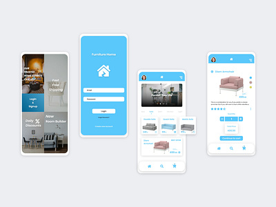 Furniture App adobe xd blue concept design ecommerce furniture furniture app illustration redesign ui ux xd