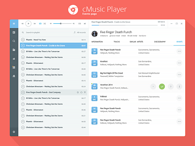 cMusic Event Page app application audio cmusic desktop event events music player web