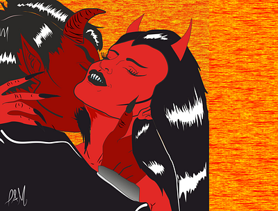 demonic couple design illustration vector