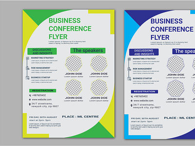 green business conference flyer design template