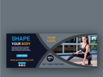 Fitness vector facebook banner design template