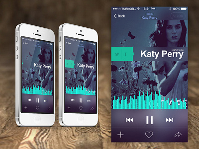 Music App Concept - iOS7 app clean ios7 iphone katy perry music ui