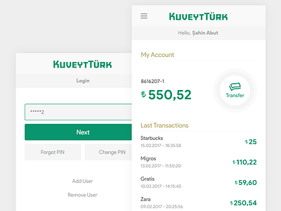 Banking App: Home Screens app banking app clean kuveyttürk mobile banking ui design user experience ux whitespaces