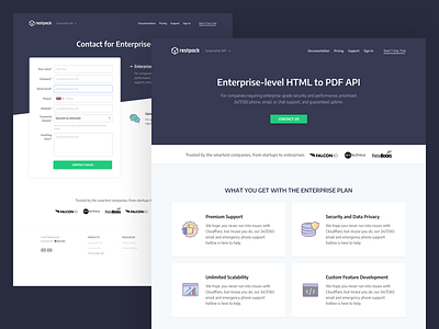 Restpack.io - Enterprise Page