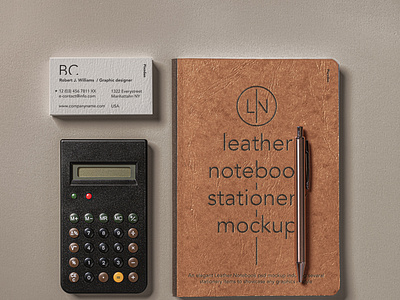 Free Leather Cover Psd Notebook Mockup Set