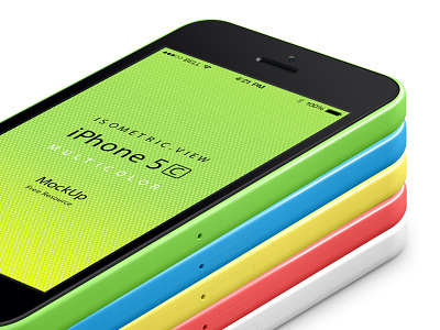Perspective iPhone 5C Psd Vector Mockup