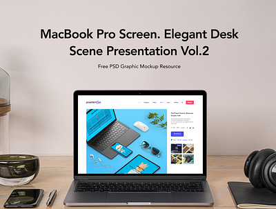 Free Desk Psd MacBook Pro Scene Set Vol2 macbook mockup macbook pro mockup mockup