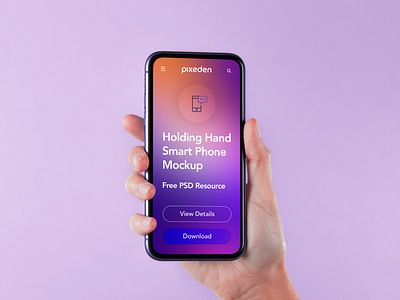 Free Hand Holding Psd Smartphone Mockup