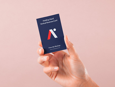 Free Hand Holding Vertical Psd Business Card Mockup business card design business card mockup