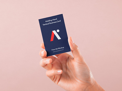 Free Hand Holding Vertical Psd Business Card Mockup