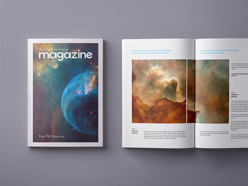 Download Free Psd Magazine Mockup Template US A4 by Pixeden on Dribbble