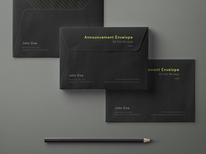 Download Free Psd Envelope Mockup Set A6 by Pixeden on Dribbble