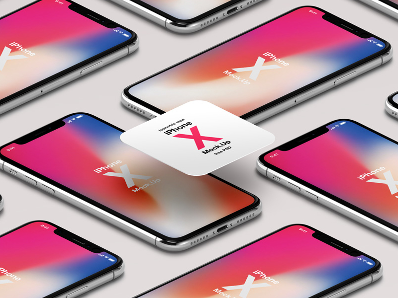 Download Free iPhone X Psd Mockup Isometric by Pixeden on Dribbble