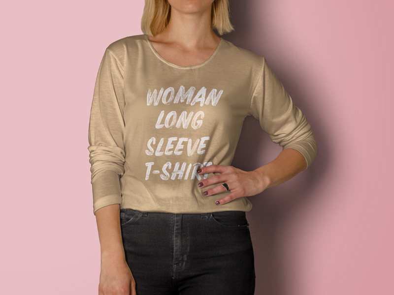 Download Free Psd Woman Long Sleeve T-Shirt Mockup by Pixeden on ...