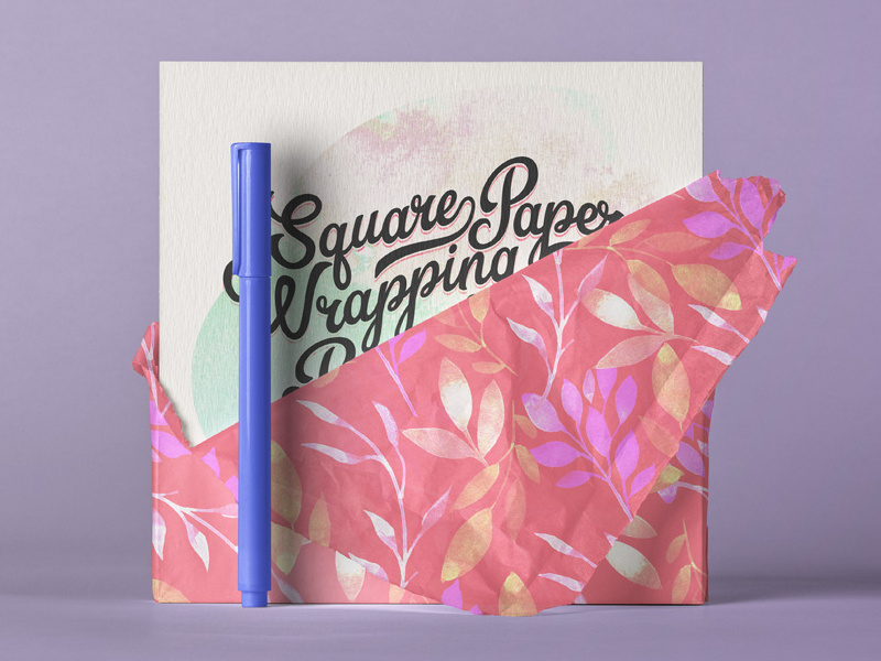 Free Square Paper Wrapping Mockup mockup wrapping paper square