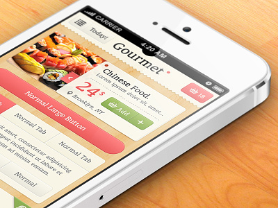 Gourmet iPhone App UI Kit Psd