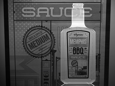 Wegmans BBQ Sauce 2 barbecue bbq blue bottle fesyuk illustration marco memphis sauce smoky sweet wegmans wood