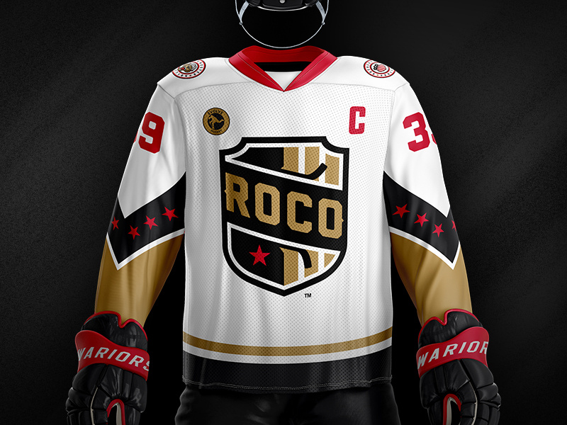 ROCO Hockey Jersey star blade jersey monogram shield rochester hockey sports fesyuk marco illustration