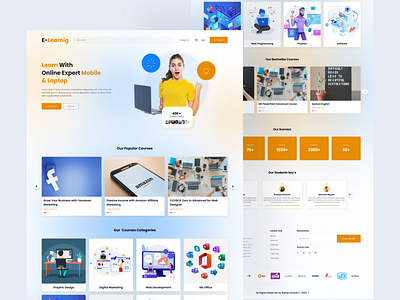 E-Learning Landing Ui Page Design e learning landing page e learning website fimga homepage landing page learning minimal mordern ui web ui design website website design