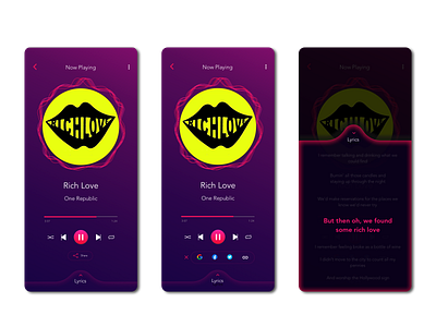 Music Player Mobile UI app design dailyui gradient mobile music music player social share ui uiux