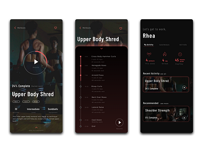 Workout Tracker Mobile UI Exploration daily ui dark ui fitness fitness app mobile ui uiux workout tracker