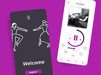 Bbeats Ballroom Dance Music App app clean dance dance app flat music app player register uxdesign