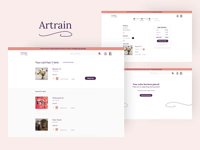 Artrain - Check out add to cart art shop cart clean ecommerce flat minimal order confirmation review page ui ux ux design