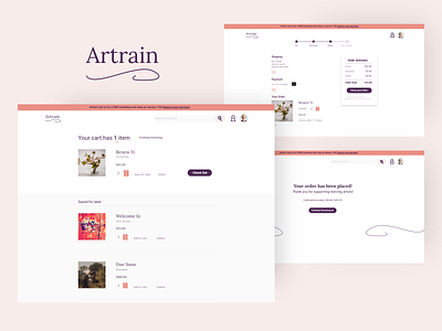 Artrain - Check out add to cart art shop cart clean ecommerce flat minimal order confirmation review page ui ux ux design