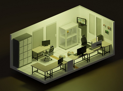 My little office 3d 3d design 3d designs design isometric office