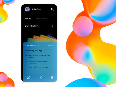 Notes App adobe xd ui ux