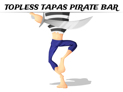 Topless Tapas Pirate Bar adobe adobe illustrator adobe illustrator cc bar branding branding design logo logo challenge pirate branding pirate logo pirates random logo tapas bar vector vector art vector logo