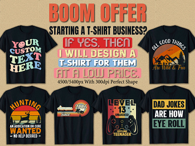 Custom vintage t shirt design bundle