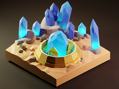 Desert of crystals abstract abstract art atmosphere b3d blender blender3d blender3dart geometry lowpoly lowpoly3d lowpolyart lowpolygon