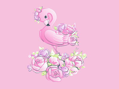 Flamingo animals bird clothes cute digitalart drawing flamingo flamingos flowers gentle girl graphicdesign illustration love lovely nice pink