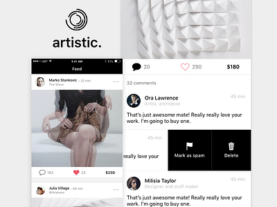 artistic feed and comments actions comment comments feed like logo minimal mobile post reply ui ux