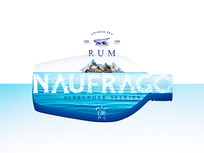Rum Naufrago bottle label branding design flat graphic design illustration mexicanrum minimal minimalism poster poster art rum vector