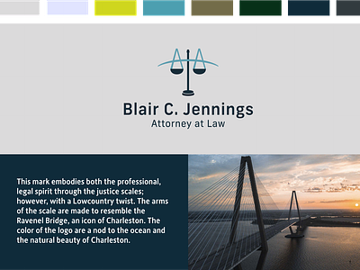 Blair C. Jennings Law Logo branding bridge charleston community design graphic design law law firm logo