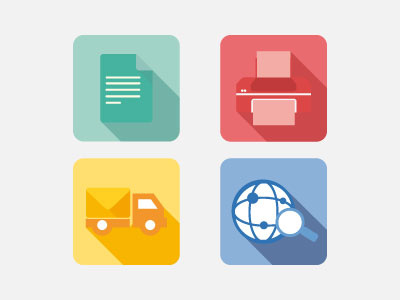 Icons clean content flat icon logistic mail minimal print web word