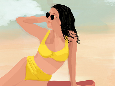 Sun girl color girl ilustration procreate sun vector