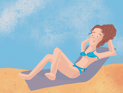 sunny day beach color fun girl happy ilustration procreate sunny vector