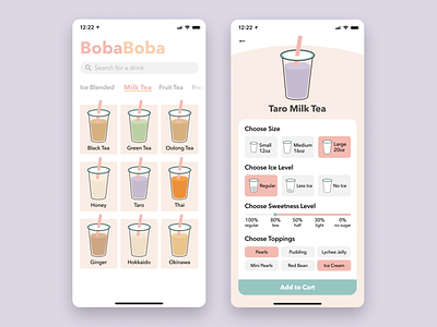 Daily UI 033—Customize Product app app design boba bubble tea customize product daily daily 033 daily ui daily ui 033 dailyui dailyuichallenge design figma interface ui ui design