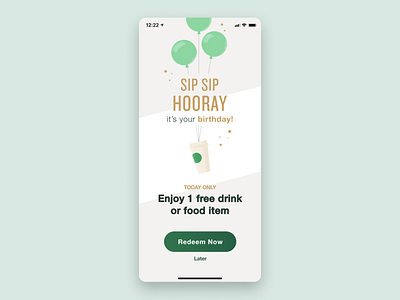 Daily UI 036—Special Offer app app design birthday daily daily 036 daily ui daily ui 036 dailyui dailyuichallenge design figma interface special offer starbucks ui ui design