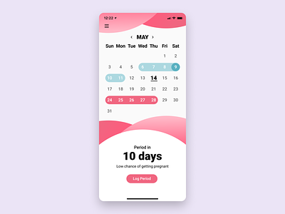 Daily UI 038—Calendar app app design calendar daily daily 038 daily ui daily ui 038 dailyui dailyuichallenge design figma flo interface ovulation calendar period tracker ui ui design