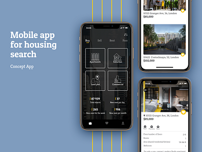 Mobile app for housing search app design mobile